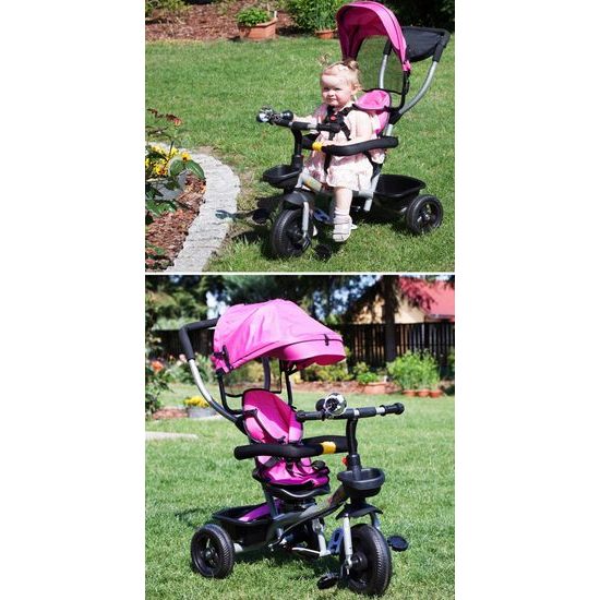 Dětská tříkolka 3v1 s otočným sedadlem S360 růžová