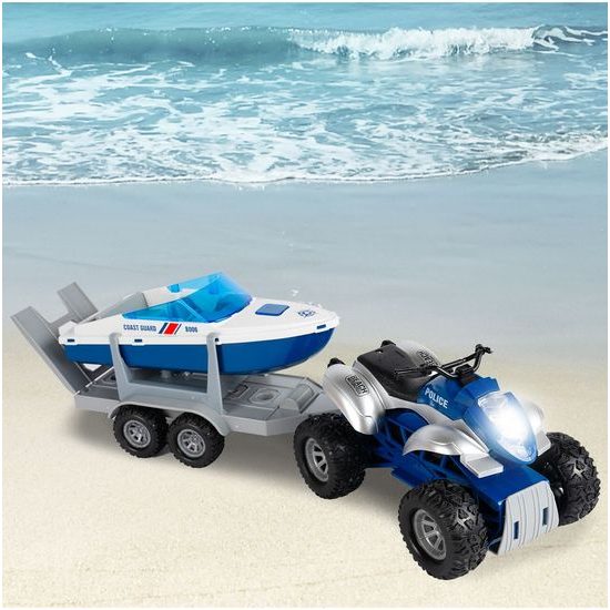 Dětská interaktivní čtyřkolka na setrvačník s lodí 4WD Offroader