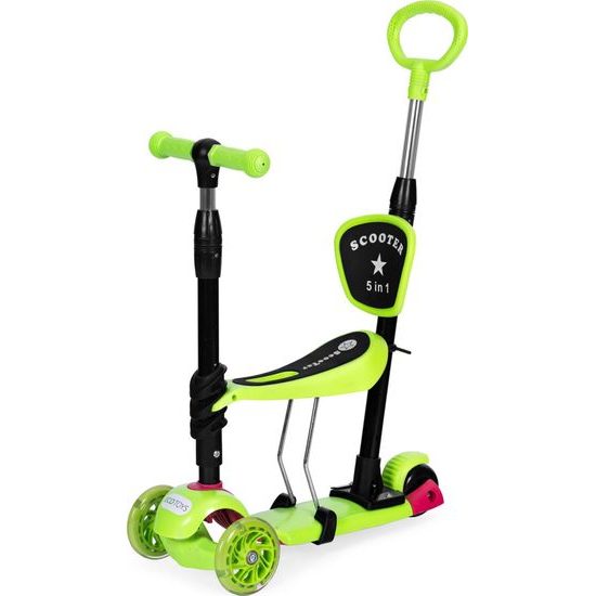 Ecotoys dětská koloběžka se svítícími koly Bedrunka zelená 5v1