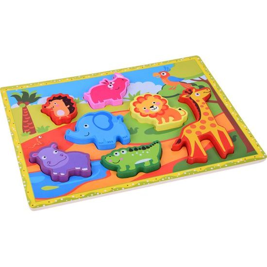 Dřevěné puzzle safari zvířata, 7 dílné
