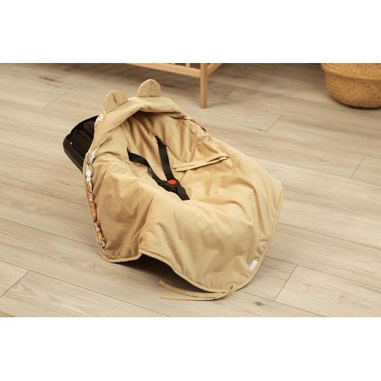 Sametová zavinovačka do autosedačky béžové květy