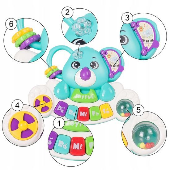 Interaktivní pianko pro nejmenší se světlem a zvukem Koala modrá