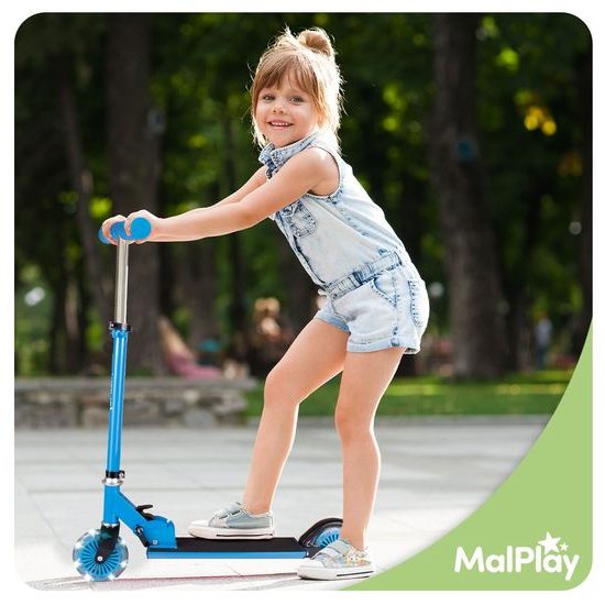 Dětská skládací koloběžka Scooter se svítícími koly - modrá