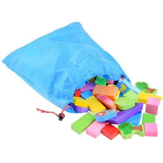 Sada dřevěných kostek se zvířátky 100 ks v kyblíku Farm Animal