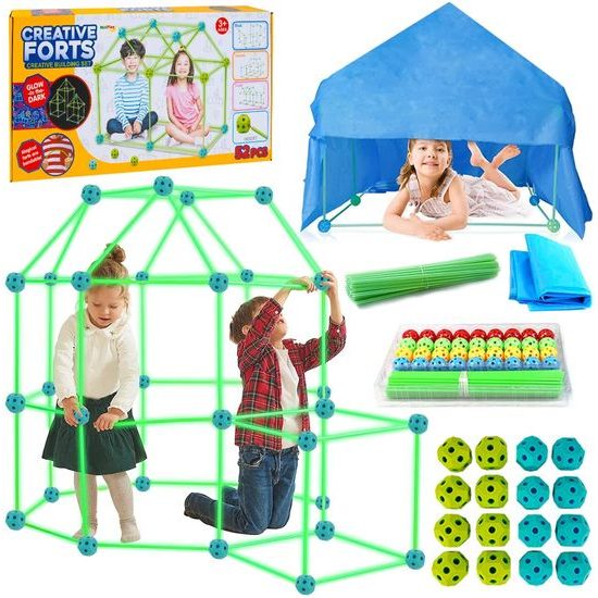 Svítící kreativní stavebnice ze slámek Creative Forts 52 dílků