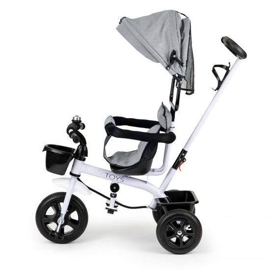Ecotoys dětská tříkolka se sklopnou stříškou Basic šedá