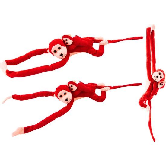 Plyšová opice s miminkem červená 90 cm