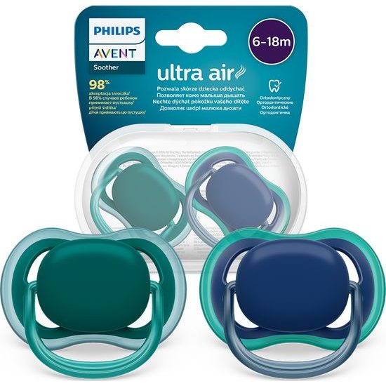 Dětský dudlík air 6-18m Philips Avent Zelená/modrá 2ks