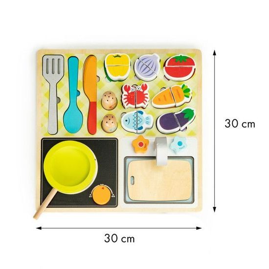 Ecotoys dětská dřevěná mini kuchyňka na desce s příslušenstvím Kitchen Desk