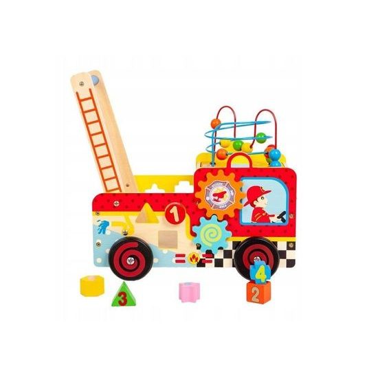 Ecotoys dřevěné multifunkční chodítko Požární auto