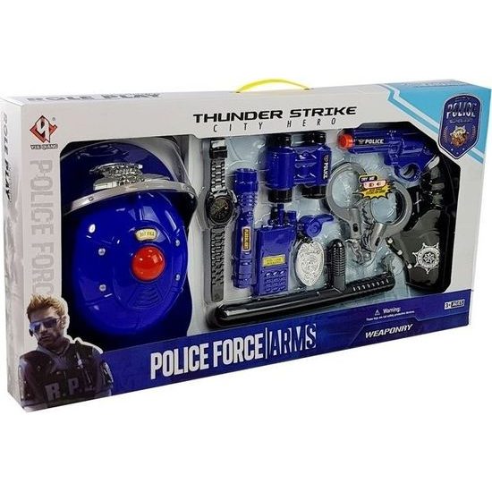 Policejní sestava pro děti s helmou a světlem Thunder Strike