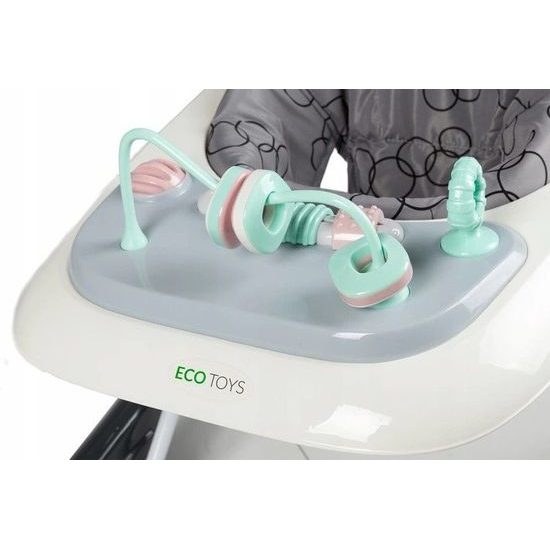 Ecotoys dětské chodítko s hračkami černo-bílé