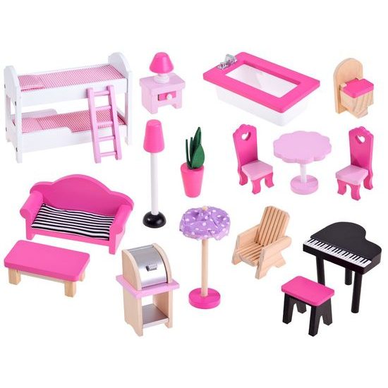 Ecotoys dřevěný XXL domeček pro panenky se skluzavkou rezidence Jersey