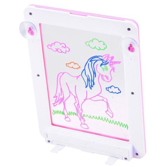Kreslící LED tabulka s 3D brýlema Glow Drawing růžová