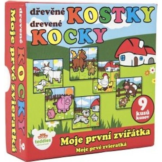 Dřevěné Kostky - Moje první zvířátka 9ks