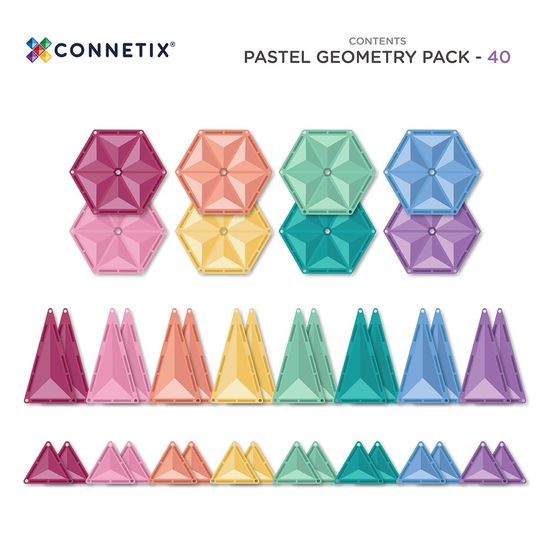 Pastelový Geometrický set Connetix Pastel Geometry pack 40ks