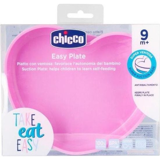 Silikonový talíř srdíčko Chicco růžová 9 m+