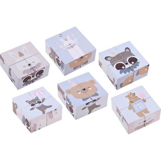 Dřevěné kostky puzzle obrázky zvířat