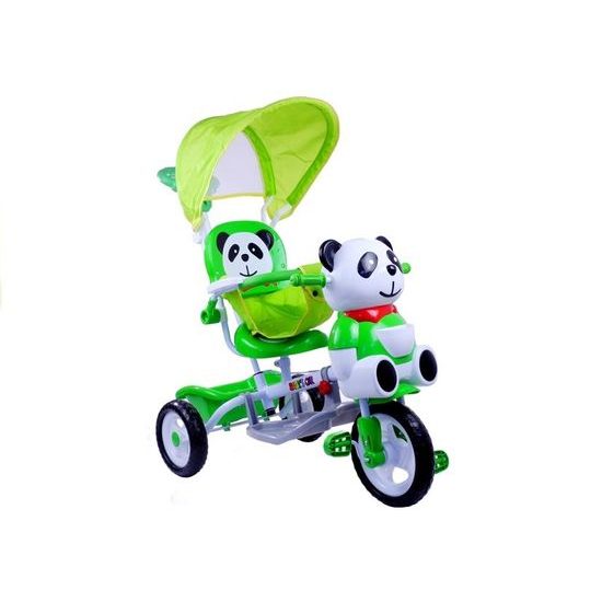 Dětská tříkolka s vodící tyčí Panda zelená