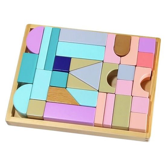 Ecotoys sada dřevěných kostek 29 ks v boxu