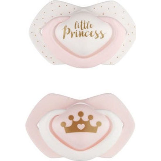 Canpol Babies Canpol Babies 2 ks symetrických silikonových dudlíků, 6-18m+, Little princess, růžový