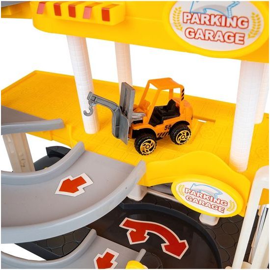 Parkovací garáž na baterie se stavebními stroji Construction Parking