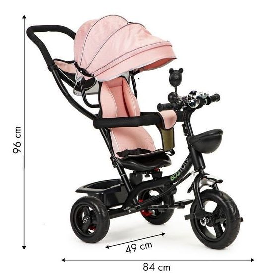 Ecotoys dětská tříkolka s otočným sedadlem Trike 2v1 růžová