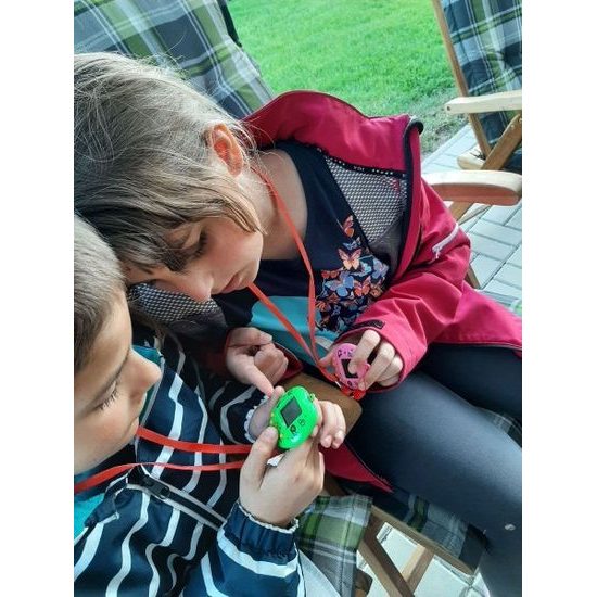 Zvířátko elektronické - přívěsek se šňůrkou - mix 3 barvy