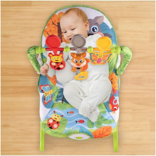 Kojenecké lehátko 3v1 s vibracemi Veverka- zelené