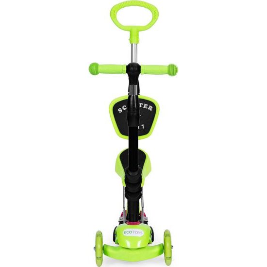 Ecotoys dětská koloběžka se svítícími koly Bedrunka zelená 5v1