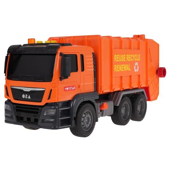 Popelářské auto pro děti se světly a zvuky Garbage Truck - oranžové