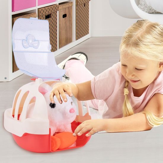 Interaktivní plyšový králíček v přepravce Plush Pet - bílý