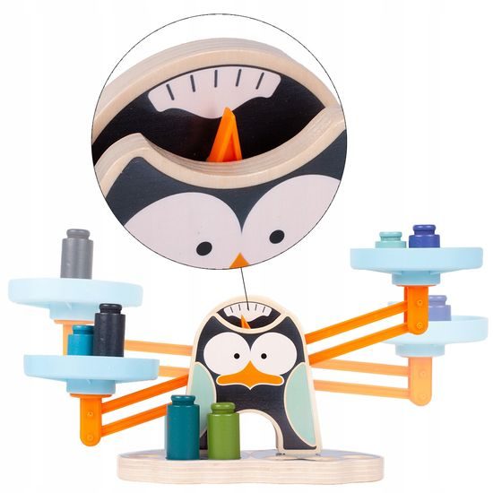 Dřevěná naučná váha pro děti Penguin Balance