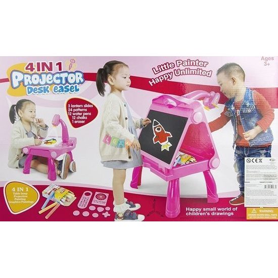 Multifunkční tabule s projektorem 4v1 růžová