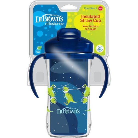 Dr Brown's Termohrnek se slámkou 300ml, 12m+, modrý
