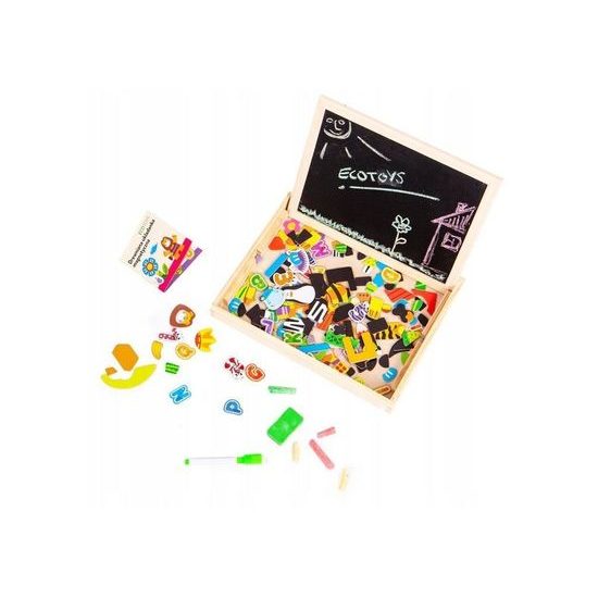 Ecotoys dřevěná magnetická tabulka Puzzle