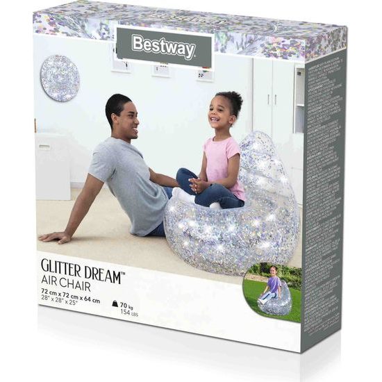 Nafukovací třpytivé křeslo 72 x 72 x 64 cm Bestway 75105