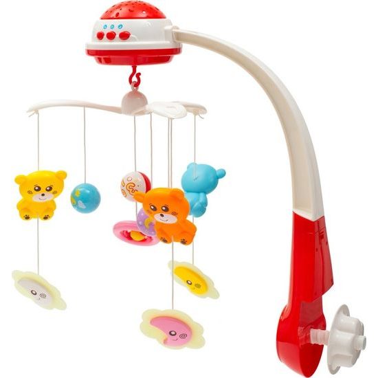 Kolotoč nad postýlku se světelným projektorem Baby Mix red