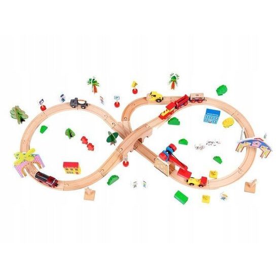 Ecotoys dřevěná vláčkodráha na baterie 78 dílků