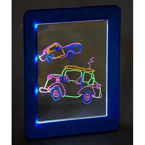 Kreslící LED tabulka s 3D brýlema Glow Drawing modrá