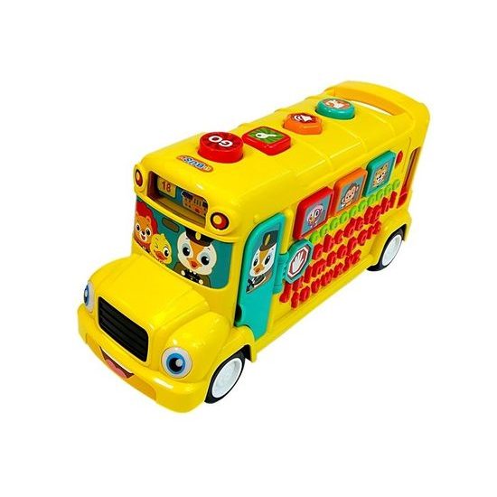 Huile Toys interaktivní naučný autobus pro nejmenší se zvuky School Bus