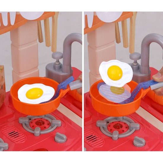 Velká dětská kuchyňka s tekoucí vodou, zvuky a světly Simulation Kitchen - růžová