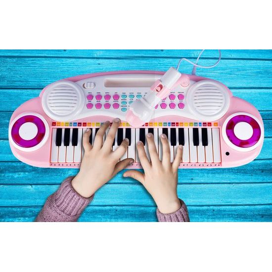 Dětské elektronické klávesy s mikrofonem a židličkou Magic Keyboard