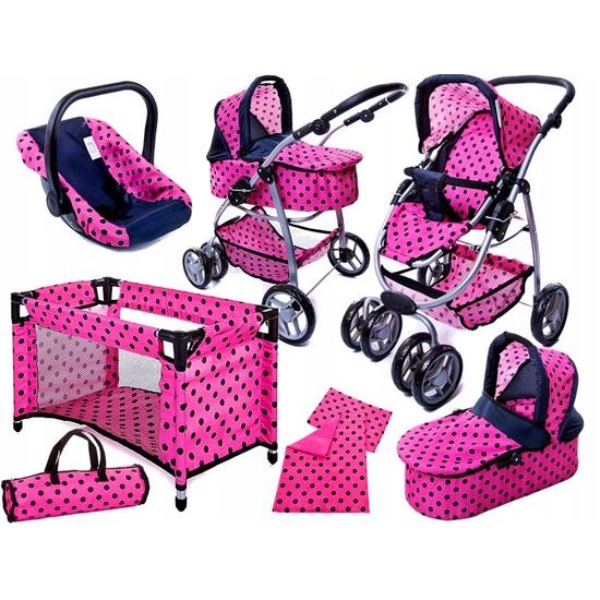 Doris kočárek pro panenky 7v1 růžový