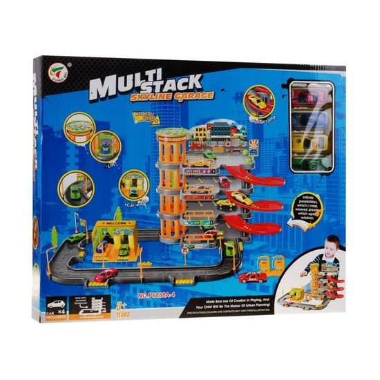 Majlo Toys parkovací garáž Skyline s výtahem+ 4 autíčka