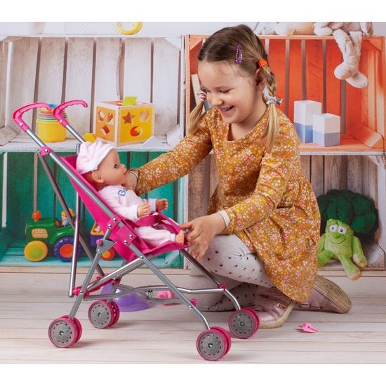 Golfový kočárek pro panenky Unicorn růžový