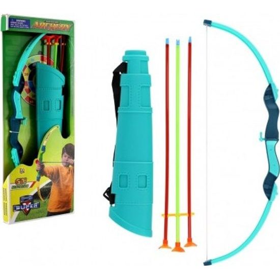 Luk + 3 šípy s přísavkou v toulci - modrý