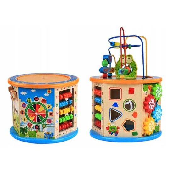 Doris dřevěná edukační kostka s labyrintem 7v1