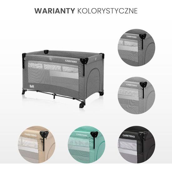 Dětská cestovní postýlka CARETERO ESTI se stahovací bočnicí mint