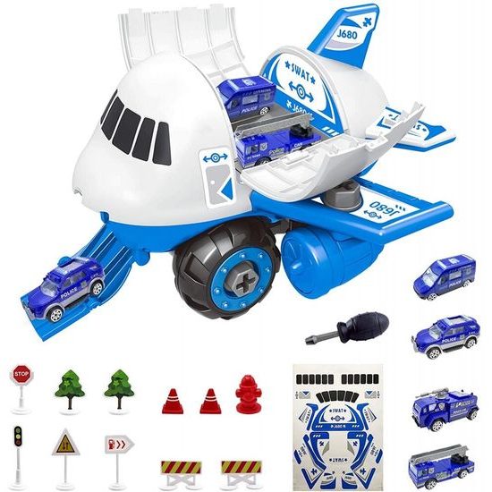 Dětské šroubovací letadlo s autíčky Plane Storage